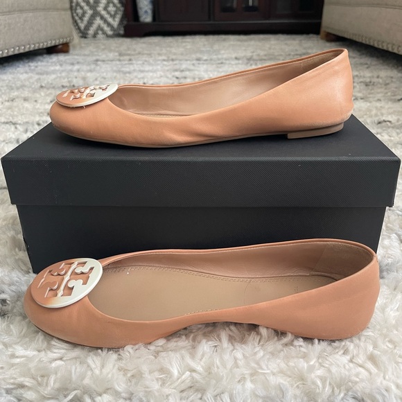 Tory Burch Ombré Logo Flats size 9 Nude leather - Picture 5 of 9